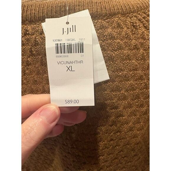 J. Jill Women's XL Brown Textured Pullover Sweater with Side Buttons NWT - Picture 6 of 9